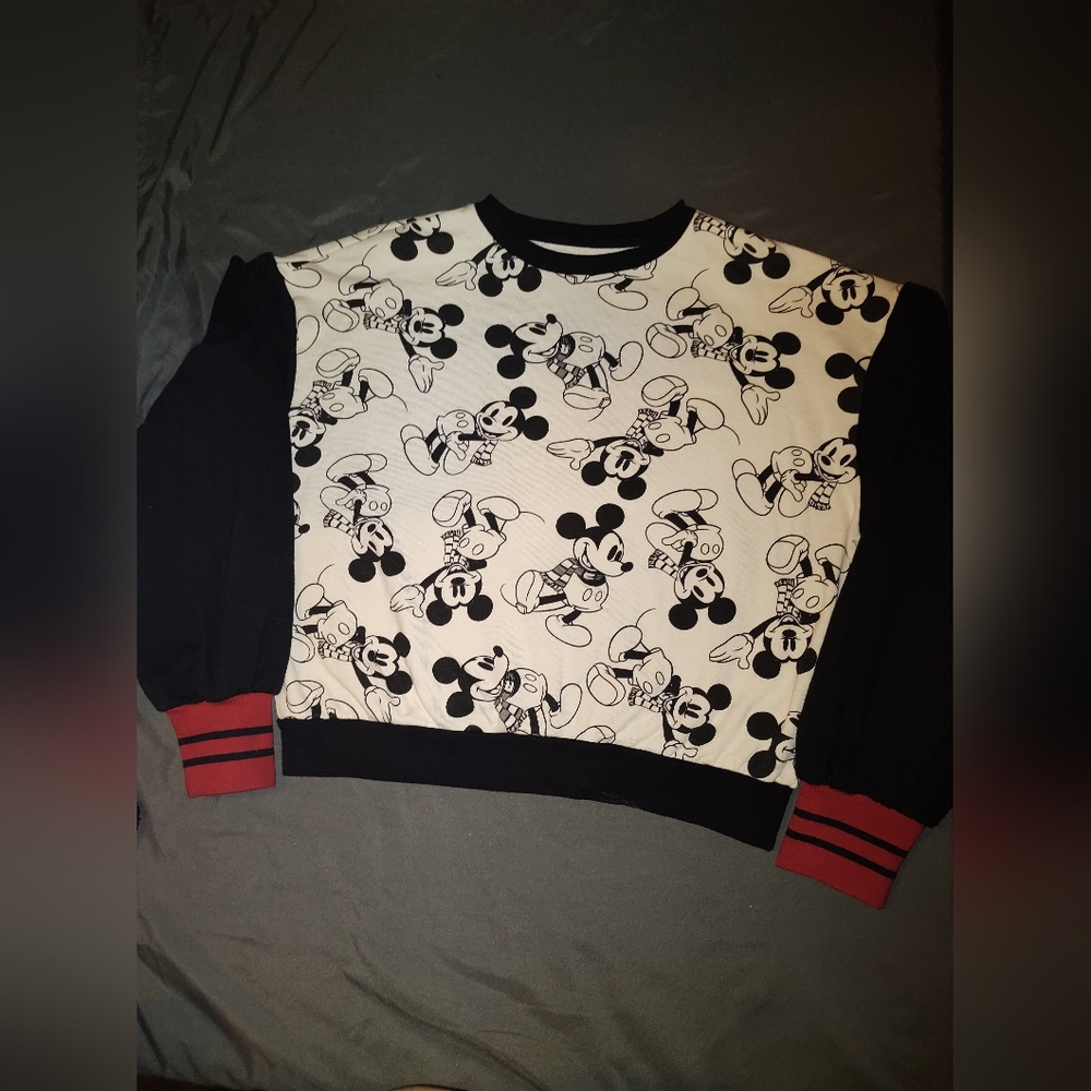 90s Vintage Disney MICKEY MOUSE All Over Print Cartoon Crewneck Sweatshirt med